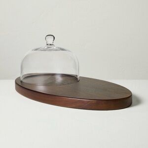 HEARTH & HAND Acaia Wood Cheese Meat Board with Cloche Glass Dome